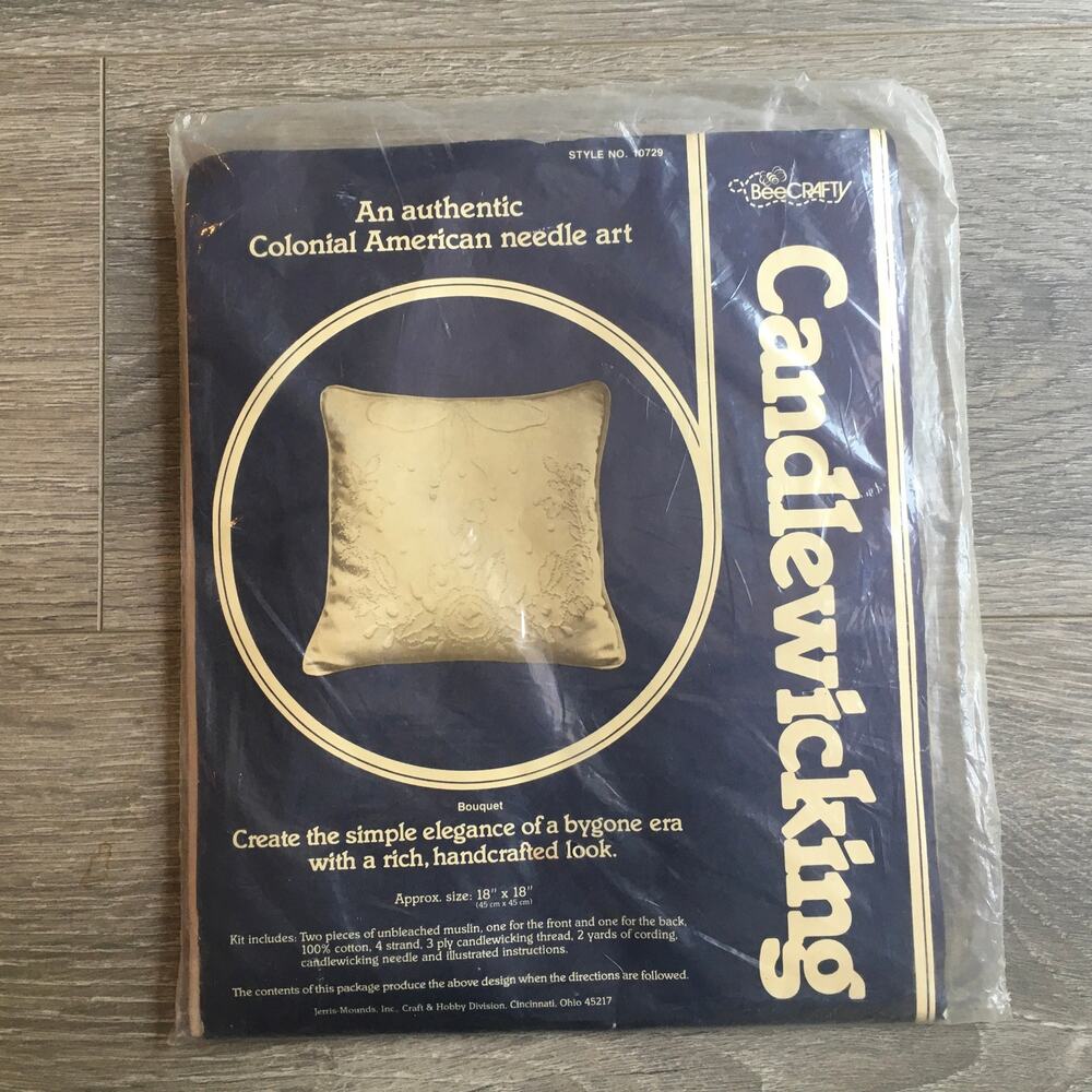 VTG BeeCrafty Candlewicking Kit 10726 Colonial American Needlework Pillow Sealed